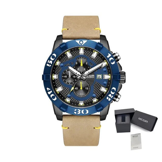 MEGIR Men Watches Fashion Luxury Big Dial Sports Watches Waterproof Quartz Wristwatch Chronograph Man Casual Luminous Clock 2136