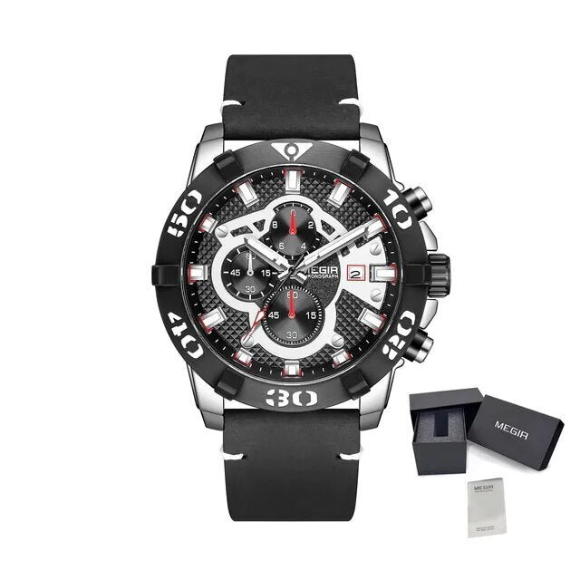 MEGIR Men Watches Fashion Luxury Big Dial Sports Watches Waterproof Quartz Wristwatch Chronograph Man Casual Luminous Clock 2136