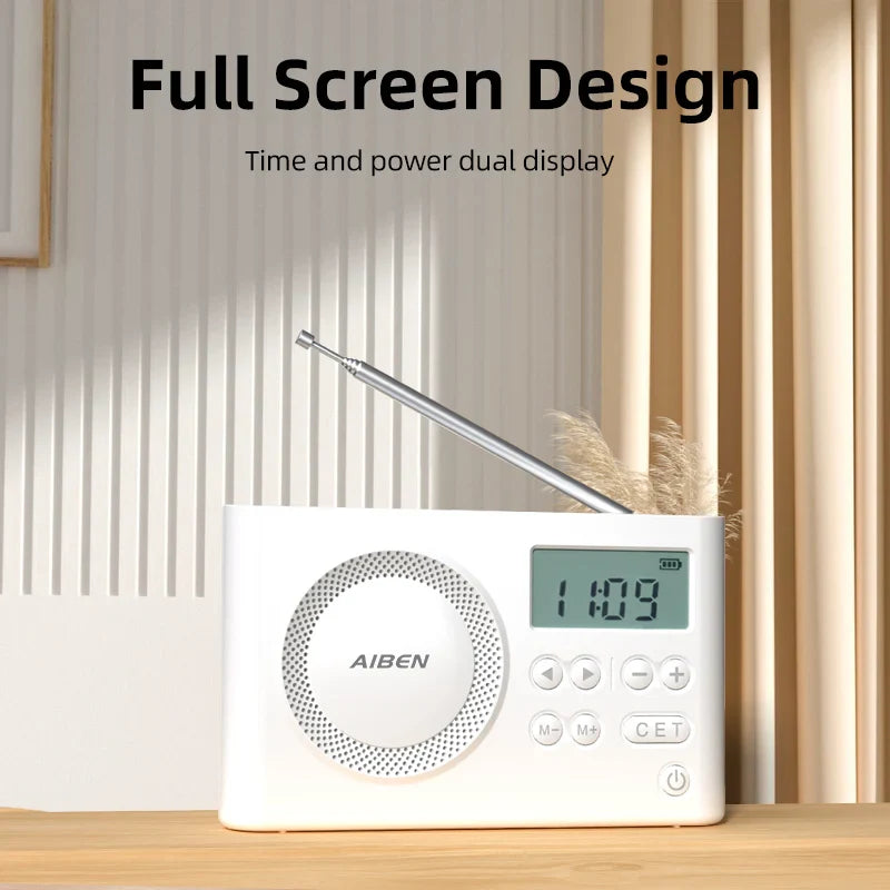 NNEOBA Mini Portable Digital FM Radio White