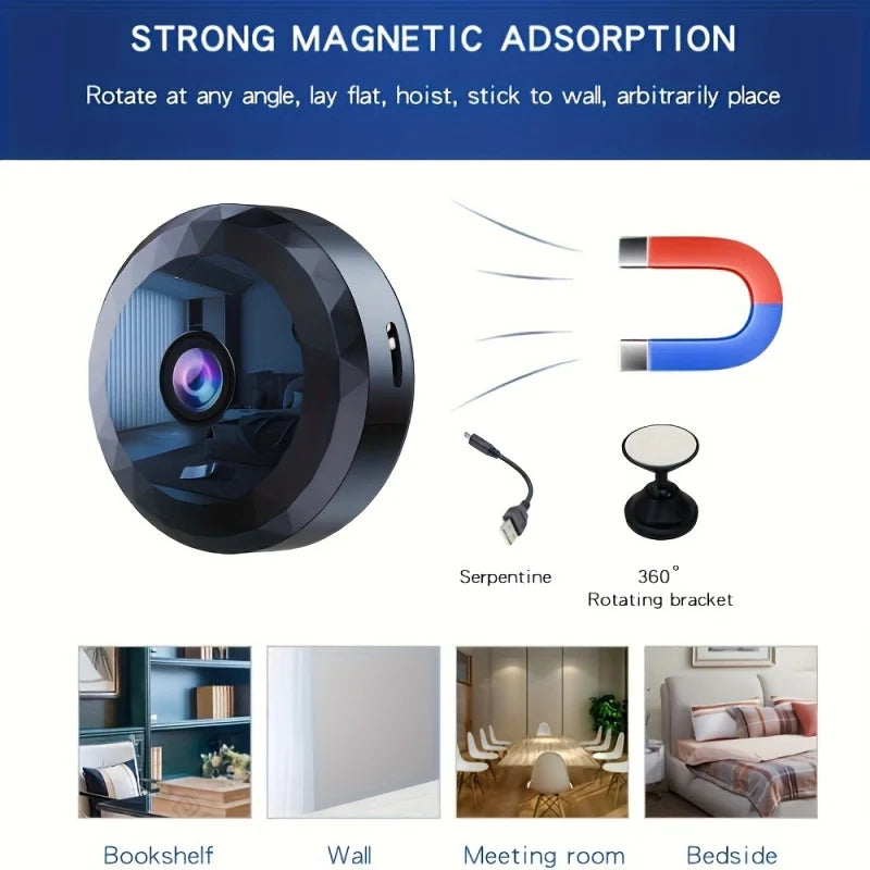 NNEOBA Mini WiFi Wireless Security Camera Night Vision (1080P HD)